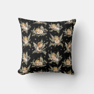 Coussin Vintages anges motif noir