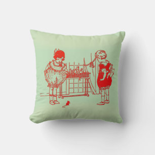 Coussin Vintages Jouer avec souris vert et blanc