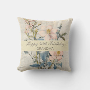 Coussin Vintaqe Botanique Fleur sauvage Grandma Anniversai