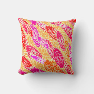 Coussin "Vinyl Jazz" abstrait - orange, fuchsia, rose