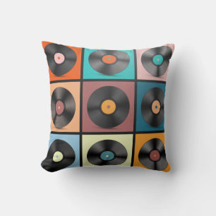 Coussin Vinyl records : retro LP set.