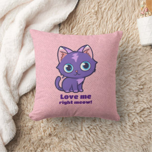 Coussin Violet Anime Chat Vector Art Rose