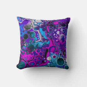 Coussin Violet, bleu moderne Abstrait Fluid Art Cellule de