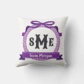 Coussin Violet Clair Monogramme à Arc Grec Pourpre Vivant (Verso)