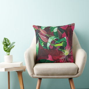 Coussin Violet Clematis fleur Grand Carré