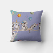 Coussin Violet Enfants Koalas Mignons Anniversaire (Verso)