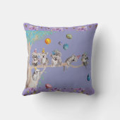 Coussin Violet Enfants Koalas Mignons Anniversaire (Verso)