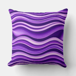 Coussin Violet et blanc Vagues Motif moderne Abstrait