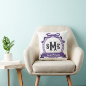 Coussin Violet foncé profond à monogramme à nœud à clé gre (Chaise)