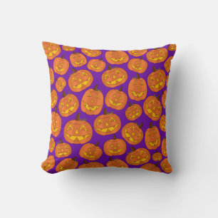 Coussin violet Jack-O-lanterne