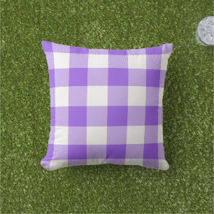 Coussin Violet marine et blanc plaid buffalo