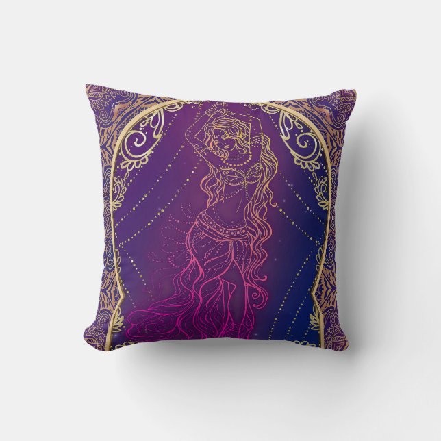 Coussin Violet & Or Marocain du ventre Arabe Danser Glam (Recto)