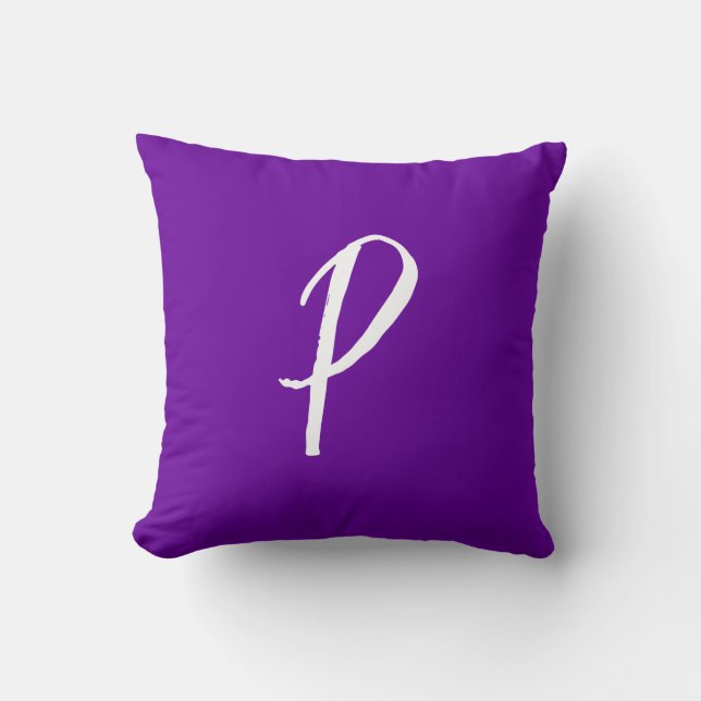 Coussin Violet Pourpre Clair Monogrammé (Recto)
