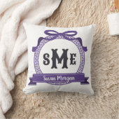 Coussin Violet profond Bruyère Clé grecque Monogramme à nœ (Couverture)