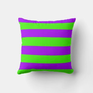 Coussin Violet Psychédélique Électrique Et Vert Arlequin