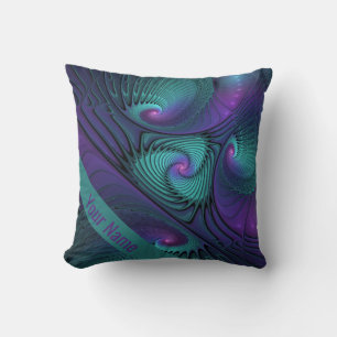 Coussin Violet rencontre l'art abstrait moderne Turquoise