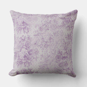 Coussin violet rustique, chic shabby, fleurs de lavande pâ