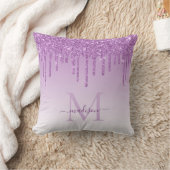 Coussin Violet Violet Paillettes Coulures Glam Monogramme (Couverture)