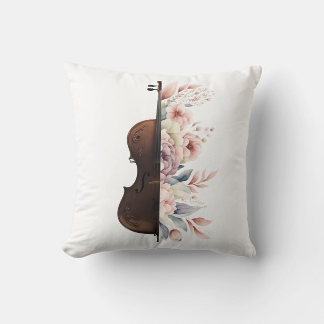 Coussin Violon aux fleurs. (Recto)