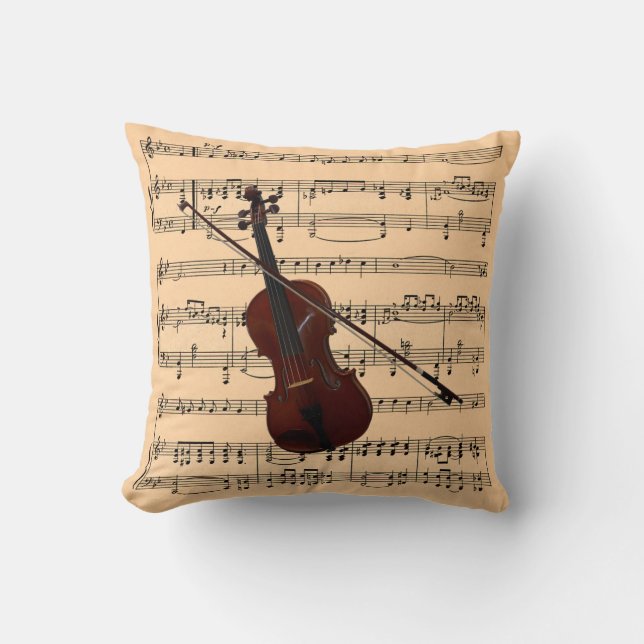 Coussin Violon avec le musical Instr de ~ d'arrière - plan (Recto)