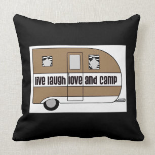 Coussin "Vis, ris, aime et camp"