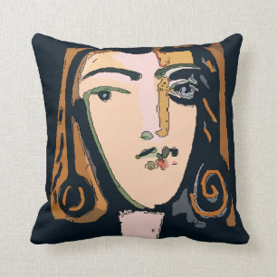 Coussin Visage abstrait dans le brun