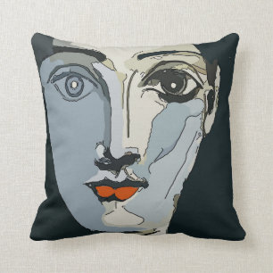 Coussin Visage Abstrait en bleu