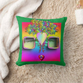 COUSSIN VISAGE AVEC LUNETTES SUR FOND VERT (Couverture)