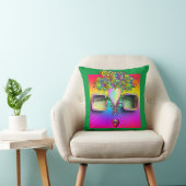 COUSSIN VISAGE AVEC LUNETTES SUR FOND VERT (Chaise)