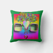 COUSSIN VISAGE AVEC LUNETTES SUR FOND VERT (Verso)