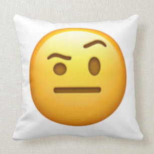 Coussin Visage avec un sourcil levé - Emoji