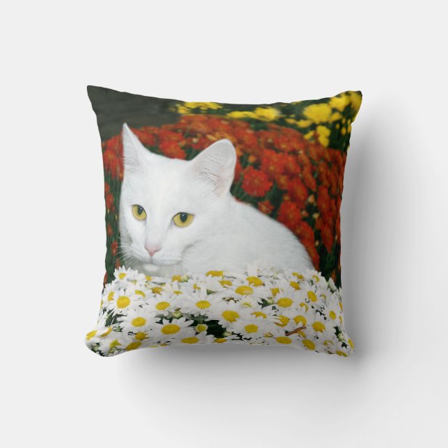 Coussin Visage blanc de chat (Recto)