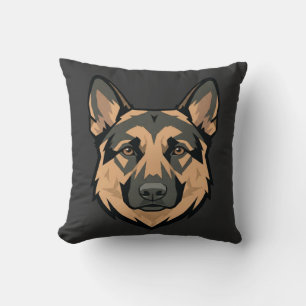 Coussin Visage de Berger Allemand Géométrique Art