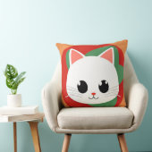 Coussin Visage de chat de dessin animé mignon avec design (Chaise)
