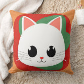 Coussin Visage de chat de dessin animé mignon avec design (Couverture)