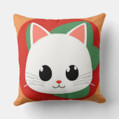 Coussin Visage de chat de dessin animé mignon avec design (Verso)