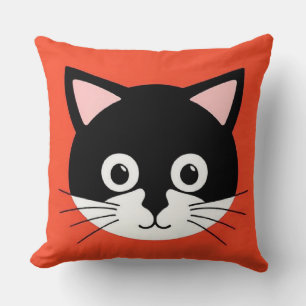 Coussin Visage de Chat Mignon Illustration Vibrante