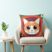 Coussin Visage de Chat Mignon Illustration Vibrante (Chaise)