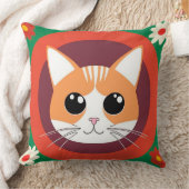 Coussin Visage de Chat Mignon Illustration Vibrante (Couverture)