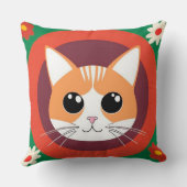 Coussin Visage de Chat Mignon Illustration Vibrante (Verso)
