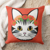 Coussin Visage de Chat Mignon Illustration Vibrante (Couverture)