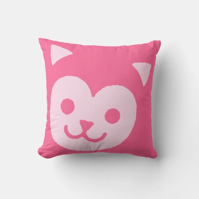 Coussin Visage de chat mignon kawaii (Recto)