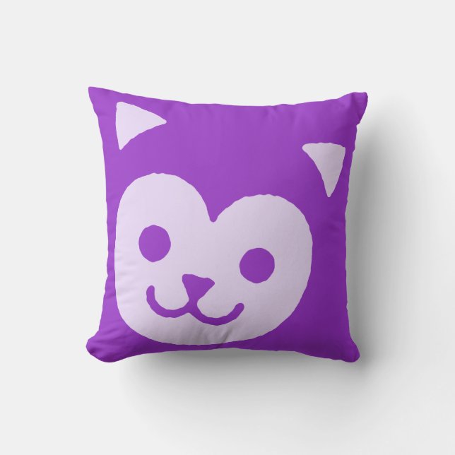 Coussin Visage de chat mignon kawaii (Recto)