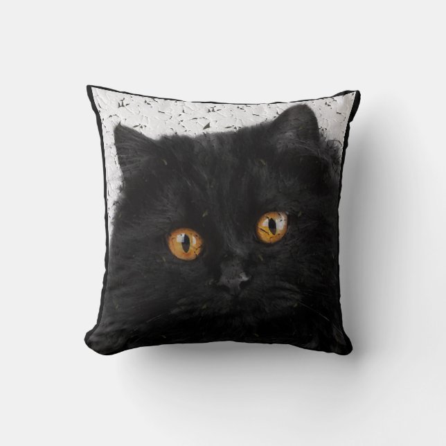 Coussin Visage de chat persan noir (Recto)