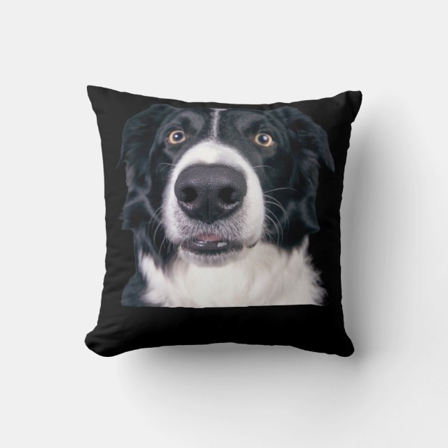 Coussin Visage de chien noir et blanc (Recto)