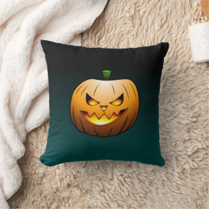 Coussin Visage de citrouille effrayant d'Halloween