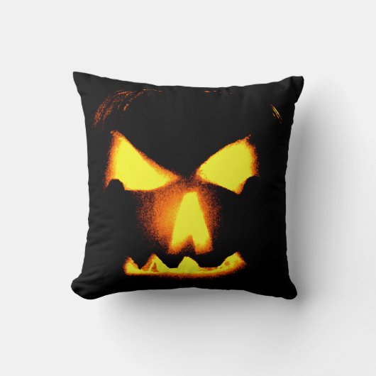 Coussin Visage de Citrouille Orange (Recto)
