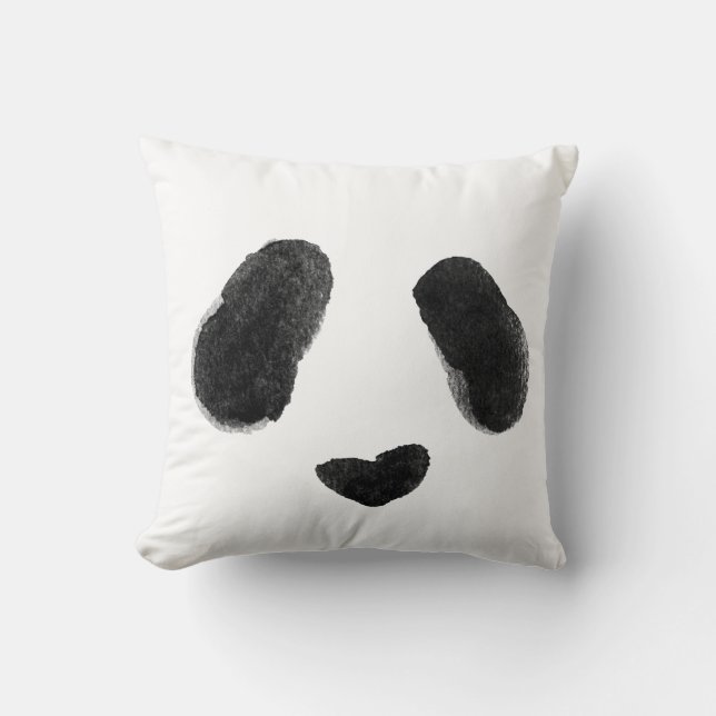 Coussin Visage de coeur de panda d'aquarelle (Recto)