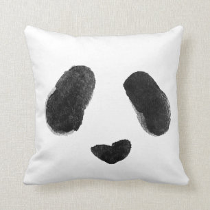 Coussin Visage de coeur de panda d'aquarelle