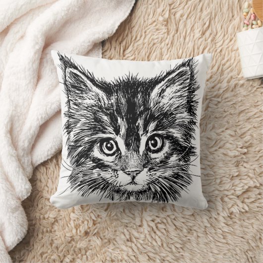 Coussin Visage de Kitten noir et blanc (Couverture)